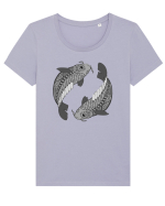 Pesti-zodiac B&W Tricou mânecă scurtă guler larg fitted Damă Expresser