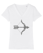 Sagetator-zodiac B&W Tricou mânecă scurtă guler V Damă Evoker