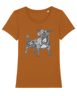 Taur-zodiac B&W Tricou mânecă scurtă guler larg fitted Damă Expresser