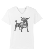 Taur-zodiac B&W Tricou mânecă scurtă guler V Bărbat Presenter