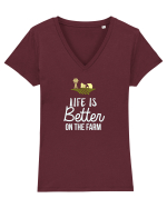 On the Farm Tricou mânecă scurtă guler V Damă Evoker
