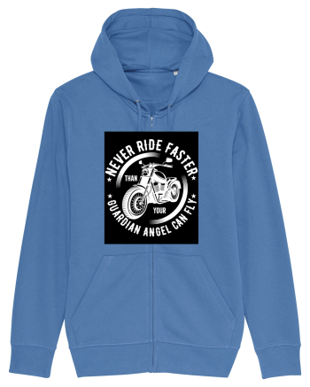 Never ride faster than your  Guardian Angel can fly Bright Blue