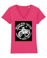 Never ride faster than your  Guardian Angel can fly Tricou mânecă scurtă guler V Damă Evoker