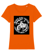 Never ride faster than your  Guardian Angel can fly Tricou mânecă scurtă guler larg fitted Damă Expresser