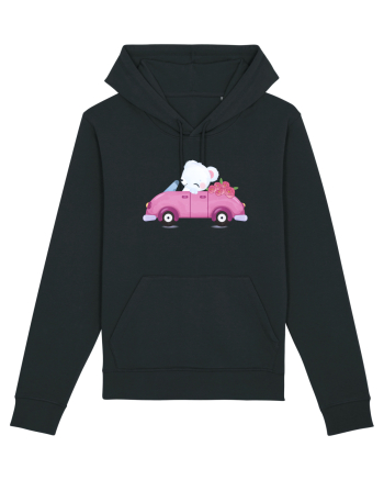 Valentine Polar Bear Flowers Black