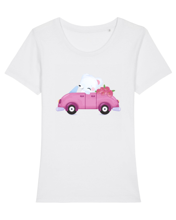 Valentine Polar Bear Flowers White