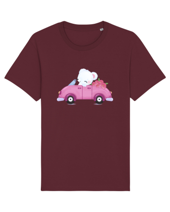 Valentine Polar Bear Flowers Burgundy