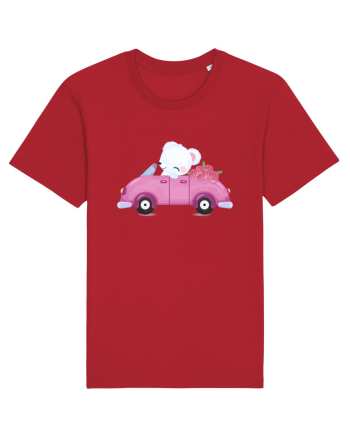 Valentine Polar Bear Flowers Red