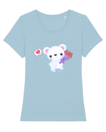 Valentine Polar Bear Happy Sky Blue