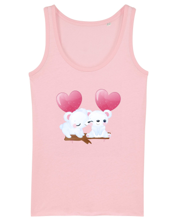 Valentine Polar Bear Heart Cotton Pink
