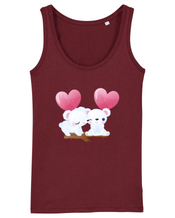 Valentine Polar Bear Heart Burgundy