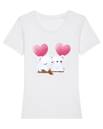 Valentine Polar Bear Heart White