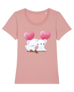 Valentine Polar Bear Heart Tricou mânecă scurtă guler larg fitted Damă Expresser