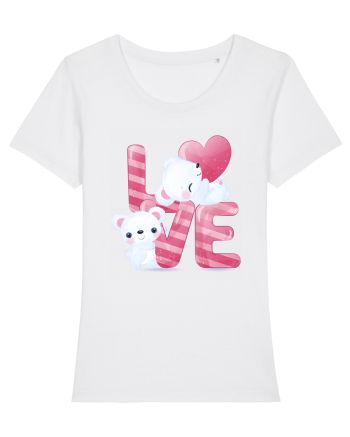 Valentine Polar Bear In Love White