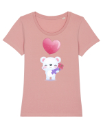Happy Valentine Polar Bear Tricou mânecă scurtă guler larg fitted Damă Expresser