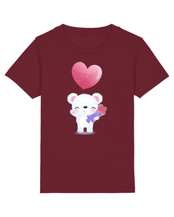 Happy Valentine Polar Bear Burgundy