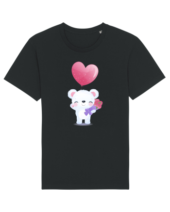 Happy Valentine Polar Bear Black