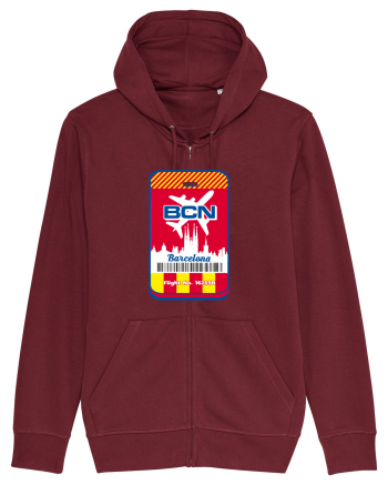 Barcelona airport tag Burgundy