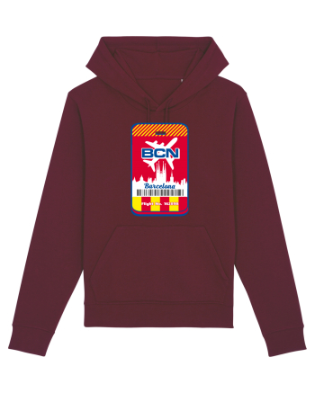Barcelona airport tag Burgundy