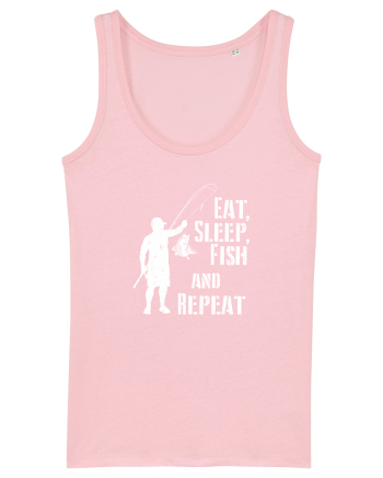 Eat sleep fish repeat Cotton Pink