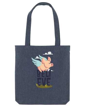 Believe Flying Pig Midnight Blue