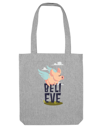 Believe Flying Pig Heather Grey