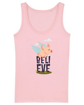 Believe Flying Pig Cotton Pink