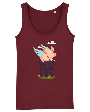 Believe Flying Pig Burgundy