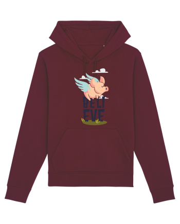 Believe Flying Pig Burgundy