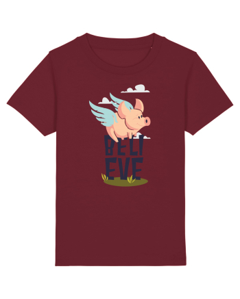 Believe Flying Pig Burgundy