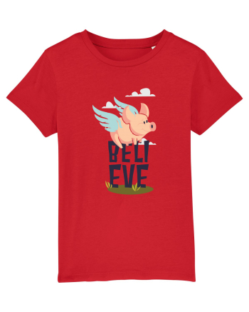 Believe Flying Pig Red