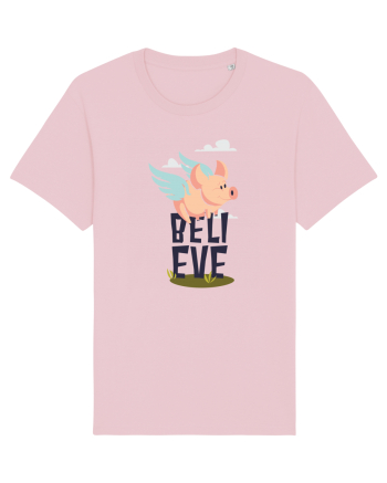 Believe Flying Pig Cotton Pink