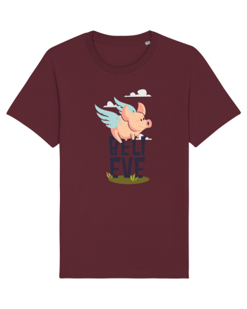 Believe Flying Pig Burgundy