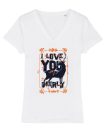 I Love You Deerly Tricou mânecă scurtă guler V Damă Evoker
