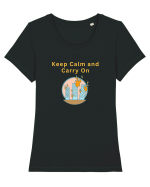 KEEP CALM AND CARRY ON Tricou mânecă scurtă guler larg fitted Damă Expresser