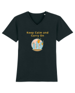 KEEP CALM AND CARRY ON Tricou mânecă scurtă guler V Bărbat Presenter