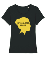 VIITORUL ESTE FEMEIE Tricou mânecă scurtă guler larg fitted Damă Expresser
