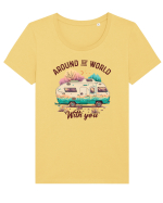 Around the world with you Tricou mânecă scurtă guler larg fitted Damă Expresser