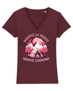 Noapte la munte noapte carpatină Tricou mânecă scurtă guler V Damă Evoker