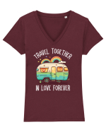 Travel together in love forever Tricou mânecă scurtă guler V Damă Evoker