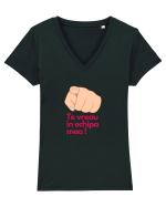TE VREAU IN ECHIPA MEA Tricou mânecă scurtă guler V Damă Evoker