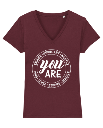 You are enough important worthy kind loved strong capable Burgundy