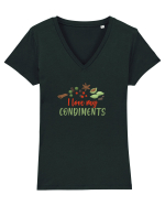 Love my condiments Tricou mânecă scurtă guler V Damă Evoker