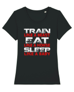 TRAIN EAT SLEEP Tricou mânecă scurtă guler larg fitted Damă Expresser