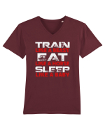 TRAIN EAT SLEEP Tricou mânecă scurtă guler V Bărbat Presenter