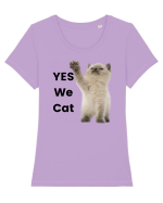 Yes We Cat, Pisica British Shorthair alba Tricou mânecă scurtă guler larg fitted Damă Expresser