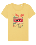 Muzica retro - I love you Tricou mânecă scurtă guler larg fitted Damă Expresser