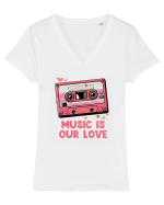 Muzica retro - Music is our love Tricou mânecă scurtă guler V Damă Evoker