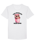 You make my head spin, Bufnita iubitoare roz Tricou mânecă scurtă guler larg Bărbat Skater