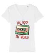 Muzica retro - You rock my world Tricou mânecă scurtă guler V Damă Evoker